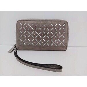 Michael Kors Gray Zip Around Wristlet Wallet Clutch Purse 7"×4"